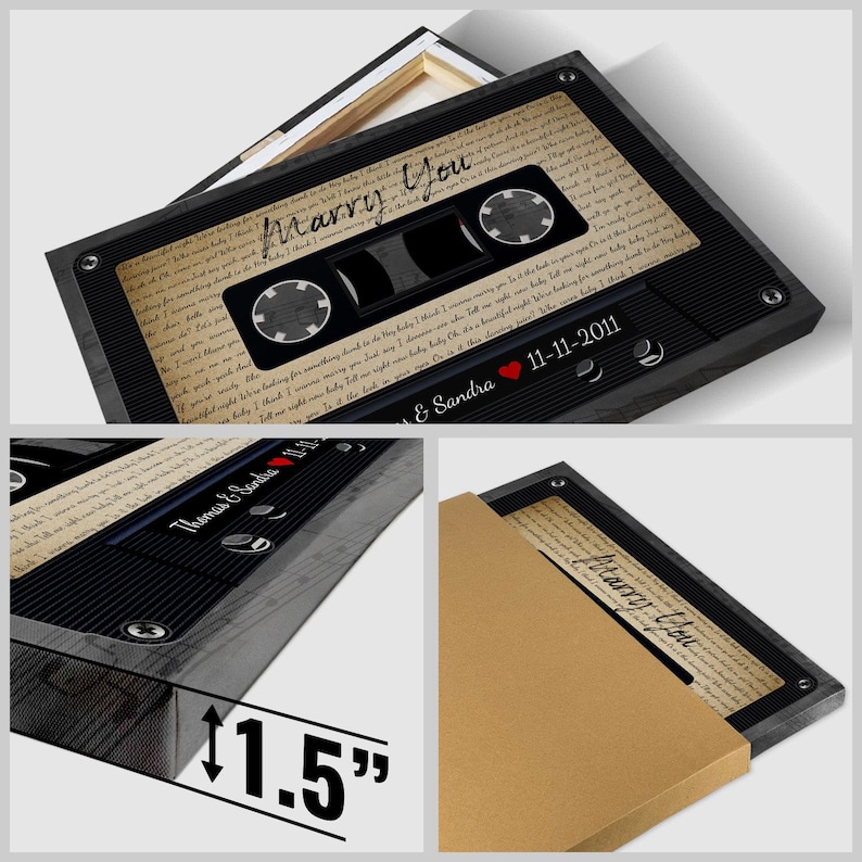 Personalized Song Lyrics Cassette Tape Canvas Wall Art #C6 zdjęcie 5