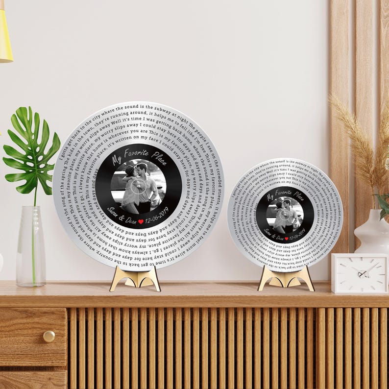 20th Anniversary Gift for Him, Unique Platinum Sound Wave Art Keepsake #T3 image 6