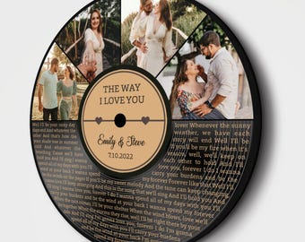 Personalized Song Lyric Vinyl Record Art - 10th Anniversary Sign Gift #T6