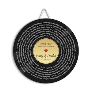 Song Lyrics Wall Art on Canvas, Add Names + Date, Modern Wedding Gift, Background Color, Size, & Stain variations #R16