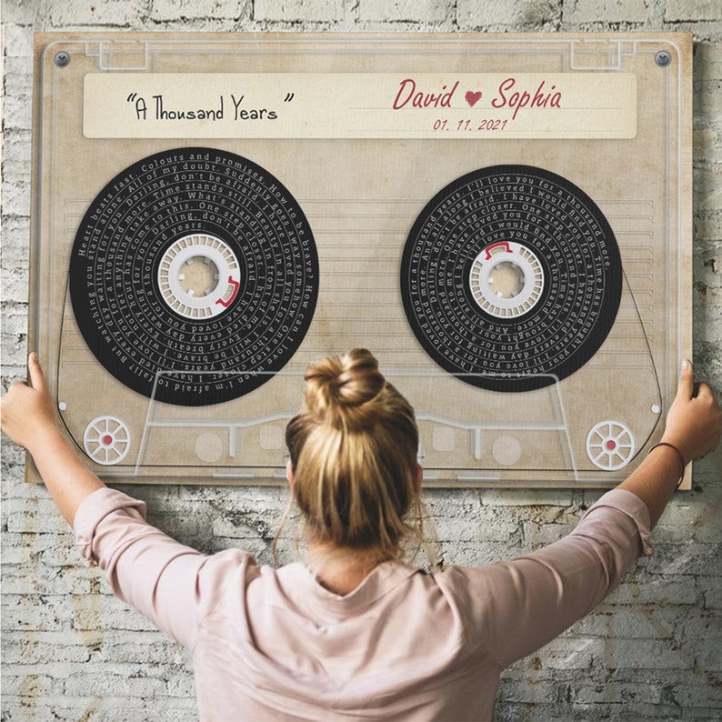 Personalized Music Song Lyrics Cassette Tape Canvas Wall Art Etsy