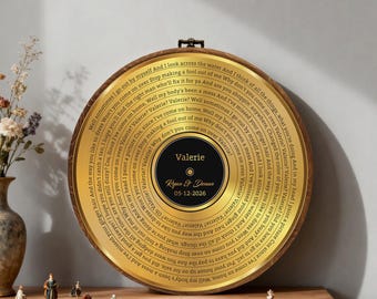50th Anniversary Gift for Him, Tin-Inspired Sound Wave Art, Personalized Song Lyrics Canvas, Gift for Couple (Golden) Anniversary Gifts