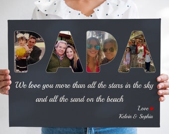 Fathers Day Gift for Papa, Gift for Papa from Grandkids, PAPA Fathers Day Gift, Fathers Day Gift for PAPA, Photo Collage Canvas Frame Canvas