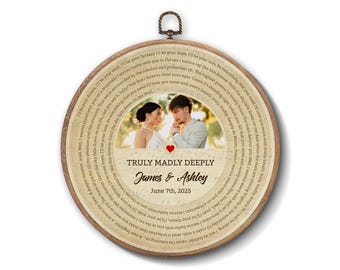 Favourite Song Lyrics Wall Art From Your Photo Sign First Dance Song Lyrics Vinyl Record Round Sign Wedding Anniversary Gift Vows Couple