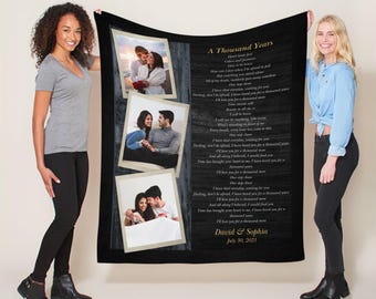 Custom Song blanket, Song lyrics, Wedding song lyrics, Photo blanket, Anniversary blanket, Anniversary gift, Custom gift, First dance lyrics