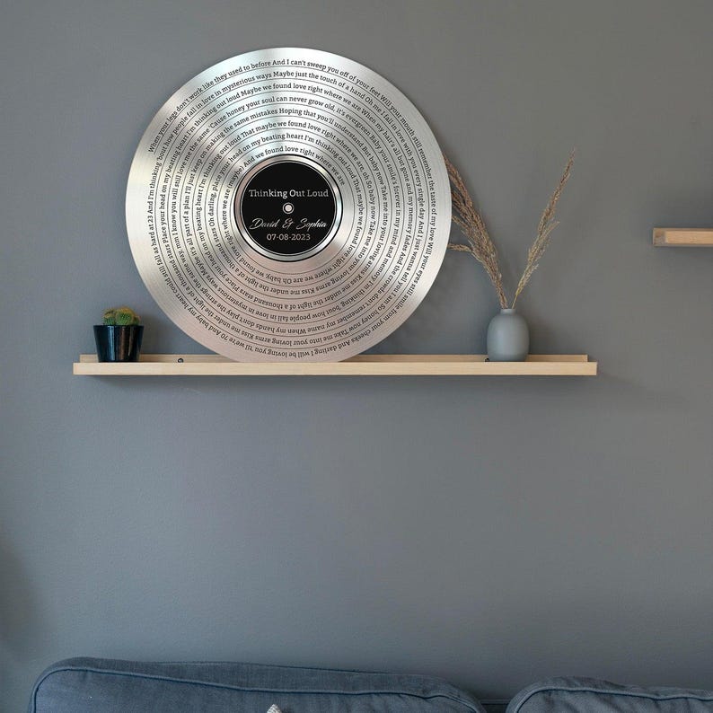 20th Anniversary Gift for Him, Unique Platinum Sound Wave Art Keepsake #T3 image 15