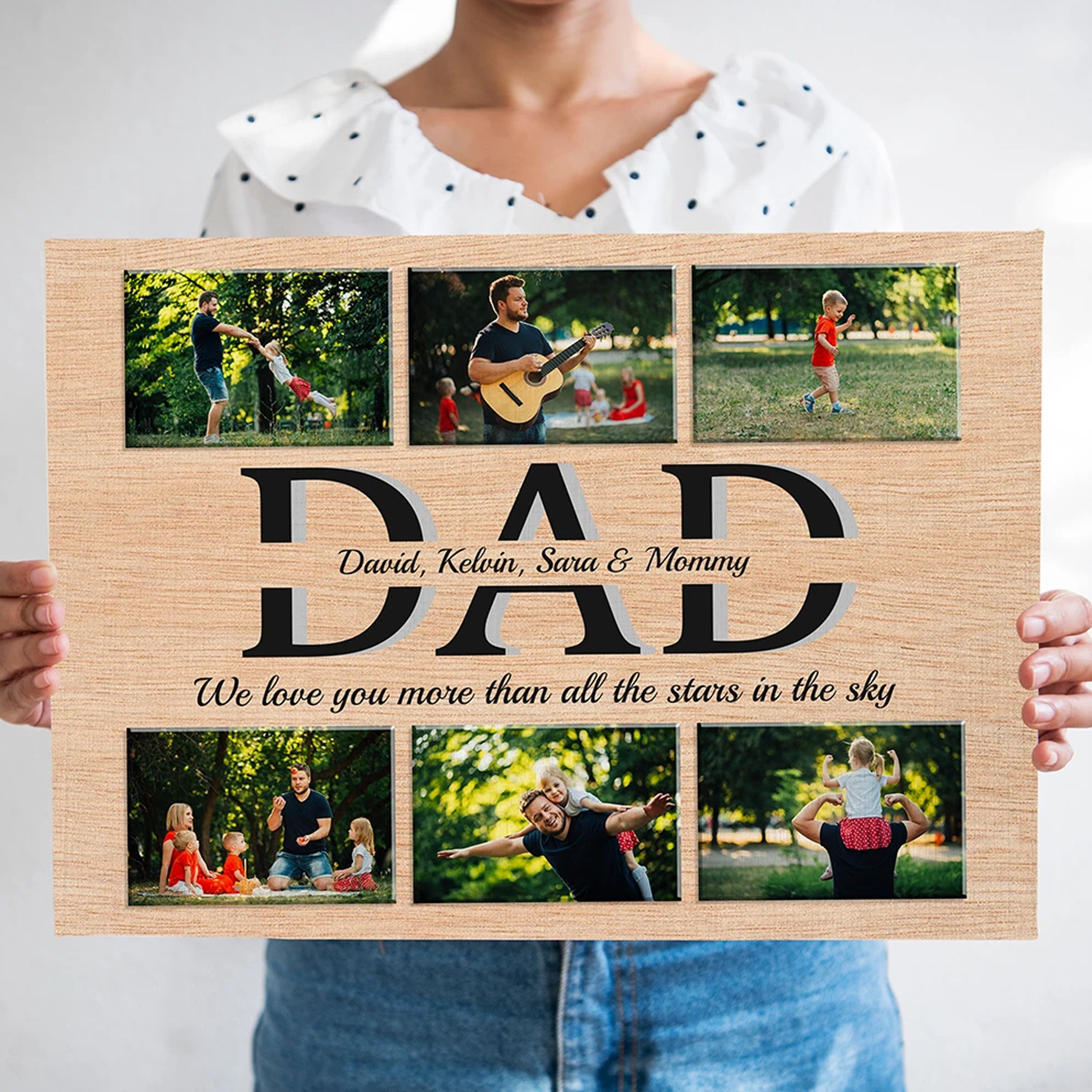 Dad Collage Picture Frame Stepped Up Dad Canvas Wall Art Etsy