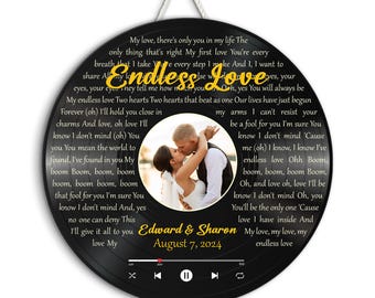 Wedding Song Lyrics from Photo, First Dance Song Lyrics Wall Art, 1st Anniversary Gift for Wife, Valentine's Day Gift for Husband
