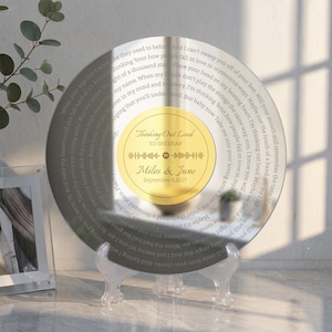 Custom Silver Record Plaque – A Meaningful 10th Anniversary Gift, Lyrics Plaque With Scannable Music Code, Music Lover Gift