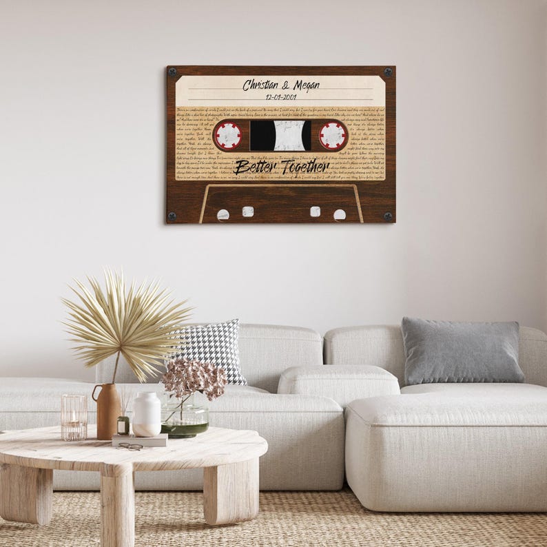 Custom 5th Anniversary for Him: Sound Wave Art, Wood Anniversary Voice Recording Gift, Personalized Anniversary Canvas, Happy Valentines Day image 1