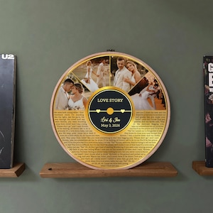 Personalised gold anniversary gifts - printed favourite song lyrics record print gift, any song, any colour scheme