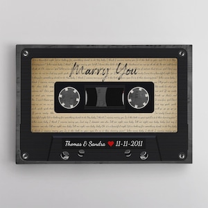 Letras de canciones de aniversario personalizadas: Regalo de madera personalizado, Letras del primer baile, 5.º aniversario, 1.º, 2.º, 3.º aniversario de boda en madera, Regalo de cumpleaños