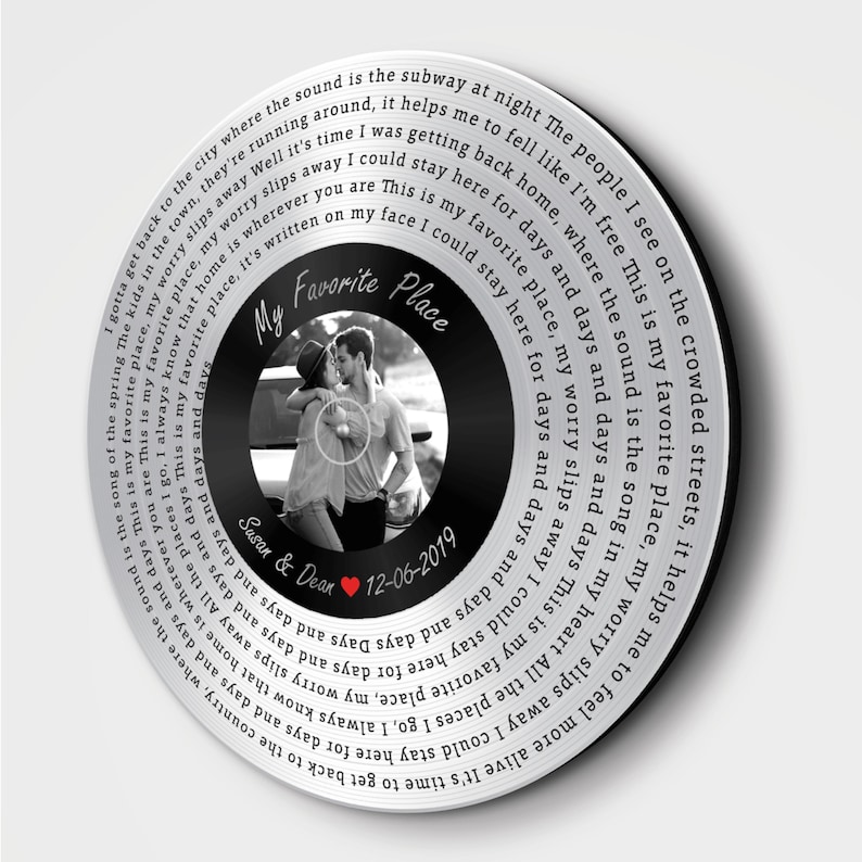 20th Anniversary Gift for Him, Unique Platinum Sound Wave Art Keepsake #T3 image 3
