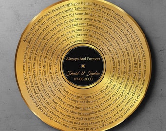 Song Personalized Record - Birthday Gift for Her - Anniversary Gift for Him - Couples Gift - Wedding Gift - Song Plaque - Valentines #R15