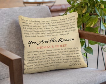 Custom Song Lyrics, Personalized Name, Date Pillow, Wedding Names Date, Favorite Song Of Her His, Sweet Wedding Gift, Music Gift For Couple