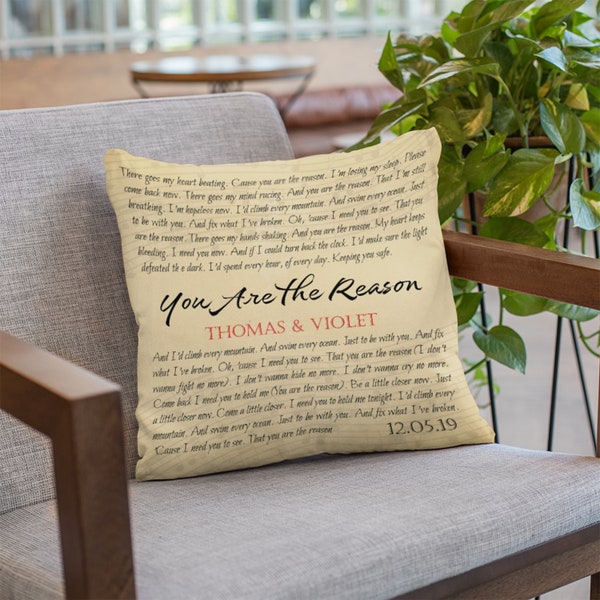 Personalized Song Lyrics Pillow: Custom Wedding Date Gift