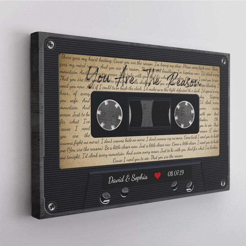 Personalized Music Song Lyrics Cassette Tape Canvas Wall Art Etsy