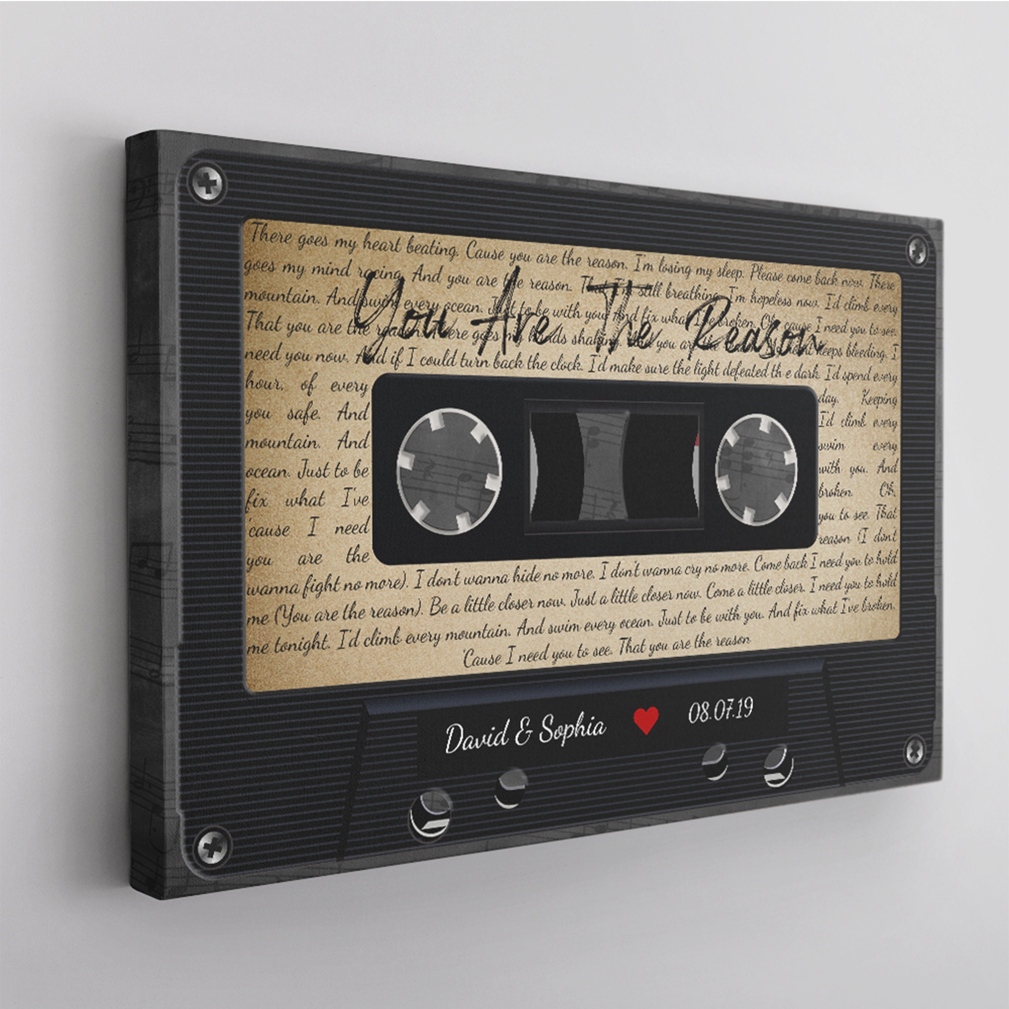 Personalized Music Song Lyrics Cassette Tape Canvas Wall Art Etsy