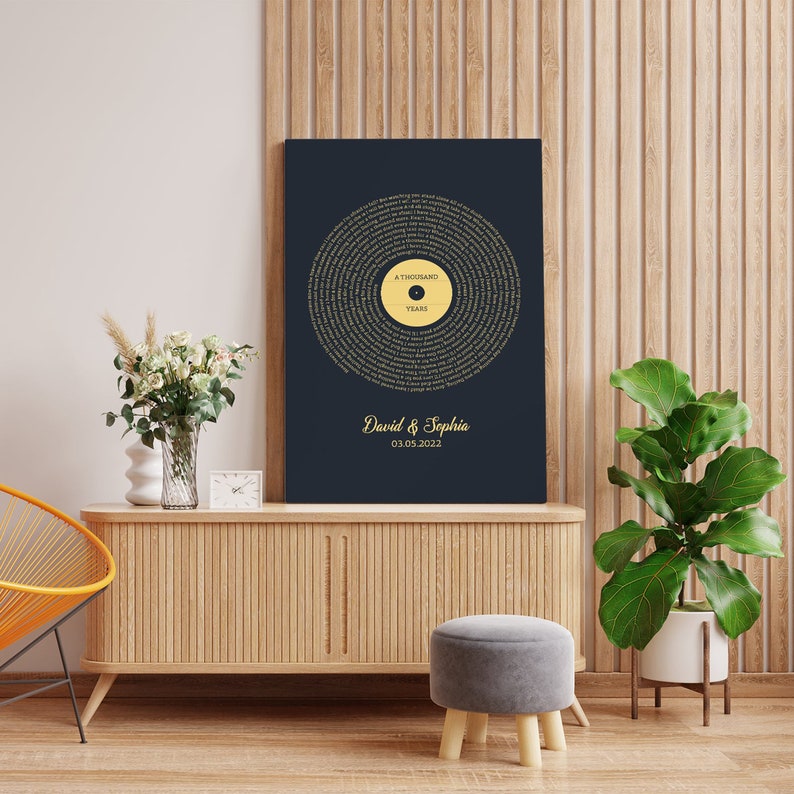 Personalized Vinyl Record, Custom Vinyl Record Framed, Platinum Vinyl Record, Music Award, Music Plaque, Wedding gift for her, gift for him image 8