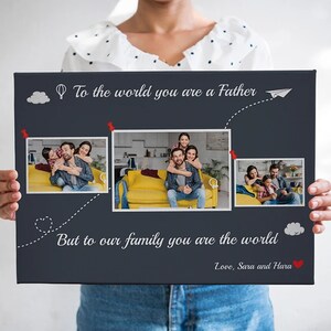 Custom Photo Dad Canvas Wall Art, Daddy Keepsake with Kid Wall Art Canvas Wall, Canvas for Father, Husband , Custom Photo Family Name #B5