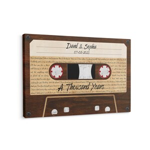 Art mural paroles de chanson, cadeau paroles de chanson pour couple, cadeau 1er anniversaire pour mari, affiche des paroles de la première danse, cadeau Saint-Valentin # A7