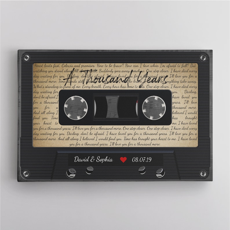 Personalized Music Song Lyrics Cassette Tape Canvas Wall Art Etsy