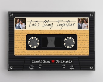 Personalized Cassette Tape Song Lyrics and Photos: Wedding Anniversary Gift For Wife, Husband, Romantic, Special Song Gift