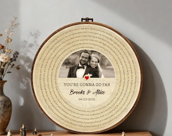 Favourite Song Lyrics Wall Art From Your Photo Sign First Dance Song Lyrics Vinyl Record Round Sign Wedding Anniversary Gift Vows Couple