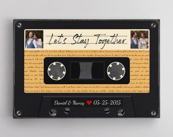 Personalized Song Lyrics Canvas, Custom Cassette Tape Wall Art, Anniversary Gift for Couple, Wedding Song Keepsake for Husband Wife