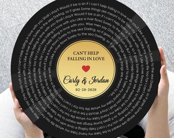 First (1st) Wedding Anniversary Gifts: Vinyl Record with Song Lyrics - Traditional, Meaningful, Sentimental, Romantic, Keepsake, Wonderful