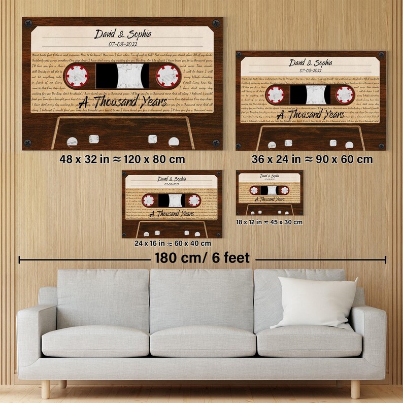 Custom 5th Anniversary for Him: Sound Wave Art, Wood Anniversary Voice Recording Gift, Personalized Anniversary Canvas, Happy Valentines Day image 6
