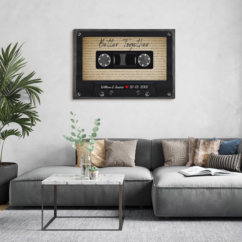 Personalized Song Lyrics Cassette Tape Canvas Wall Art #C6 zdjęcie 1