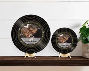Our First Dance Song Lyrics Sign – Wedding Anniversary Gift For Husband or Wife, Our Song Custom Vinyl Record Wall Art
