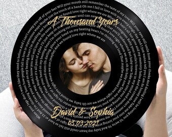 Personalized Vinyl Record Song Lyrics Sign - First 1st Wedding Anniversary Gifts - Traditional, Meaningful, Sentimental, Romantic, Wonderful