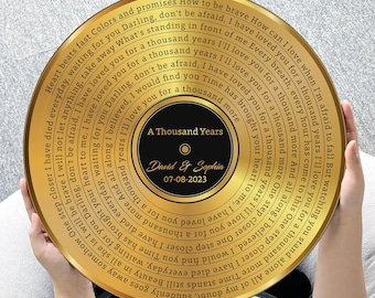 Custom Wooden Vinyl Decor, Personalized Wedding Song Lyrics Engraved, Wooden Anniversary Gift, First Dance Lyric, Custom Song Lyric Art #R15