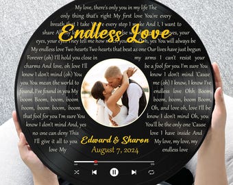 Personalized Wedding Song Lyrics from Photo: First Dance Song Lyrics Wall Art, 1st Anniversary Gift for Wife, Gift for Husband