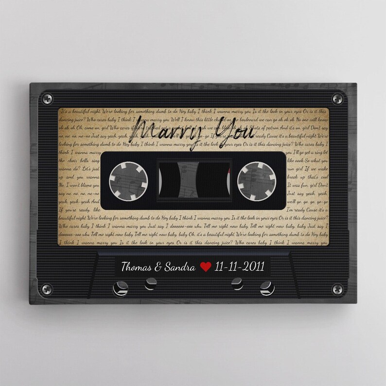 Personalized Song Lyrics Cassette Tape Canvas Wall Art #C6 zdjęcie 3
