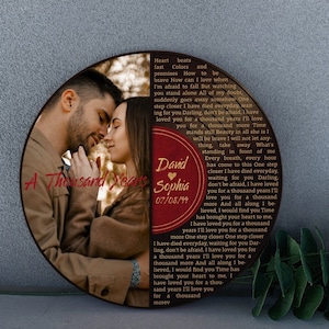 Vinyl Record Song Lyrics - 2nd Cotton 4th and 12th Linen 5th Wood Anniversary - Music Loving Husband or Wife Sustainable Valentine Gift #T7