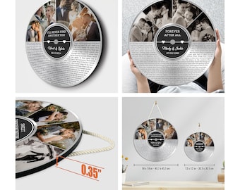 Personalized Song Lyric Vinyl Record Art - 10th Anniversary Steel-Look Gift #T6