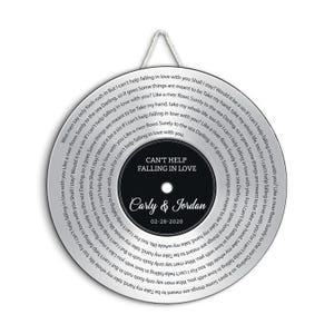 Our First Dance - Vinyl Record Wedding - Song Lyrics for Anniversary Keepsake - Record Christmas Gift for Couples - Unique Custom Print #R18