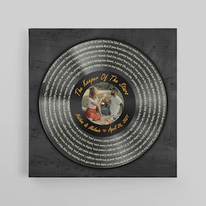 Vinyl Record Song Lyrics - 2nd Cotton, 4th and 12th Linen, 5th Wood Anniversary - for Music Loving Husband or Wife, Valentine Gift #S1