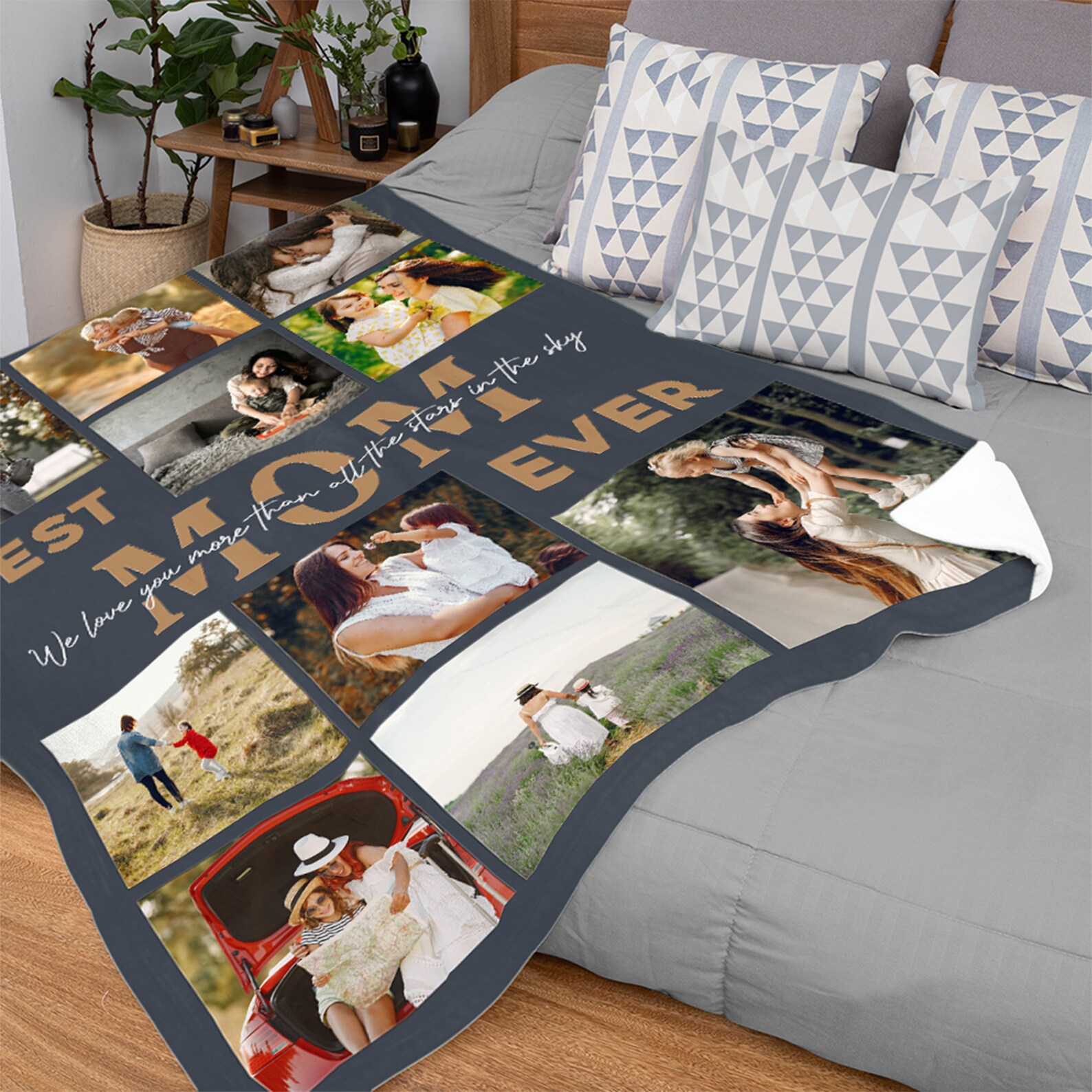 Customizable Photo Blanket Mothers Day Quilt Memorial Silk Etsy