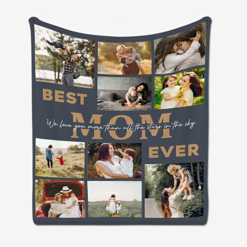 Customizable Photo Blanket Mothers Day Quilt Memorial Silk Etsy