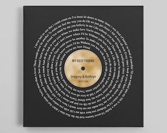 Personalized 1st Anniversary Canvas, First Anniversary Gift for Husband, Custom Song Lyrics Wall Art with Names and Date
