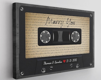 Personalized Cassette Canvas - First (1st) Wedding Anniversary Gifts: Vinyl Record with Song Lyrics - Traditional, Meaningful, Romantic