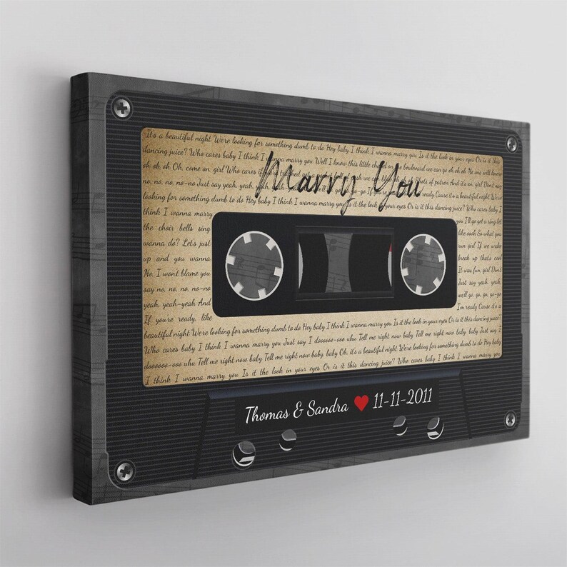 Personalized Song Lyrics Cassette Tape Canvas Wall Art #C6 zdjęcie 4