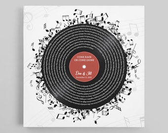 Personalized Song Lyrics Gift - Vinyl Record Framed, 5th Anniversary Frame, 5 Year Wedding Gifts for Couple