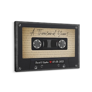 First dance wedding gift, Anniversary gift for husband, Personalized Song Lyrics wall art, Anniversary gift for wife, Cassette Tape Art #C4