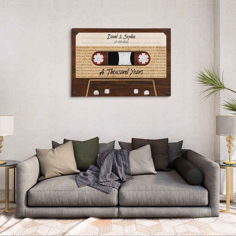 Custom 5th Anniversary for Him: Sound Wave Art, Wood Anniversary Voice Recording Gift, Personalized Anniversary Canvas, Happy Valentines Day image 8