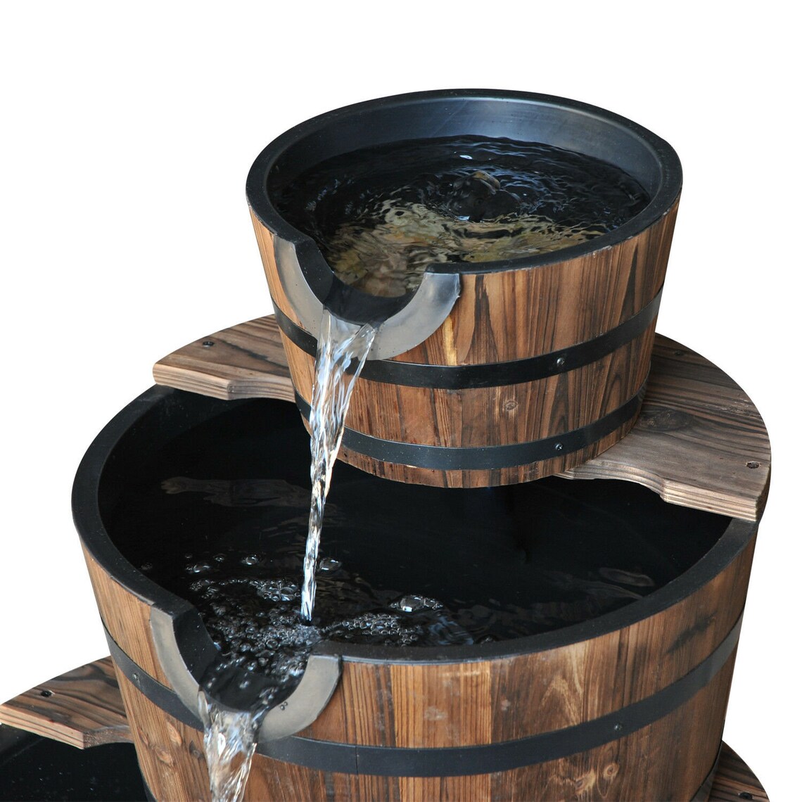 Wooden Water Pump Fountain 3 Tier Cascading Feature Barrel Etsy
